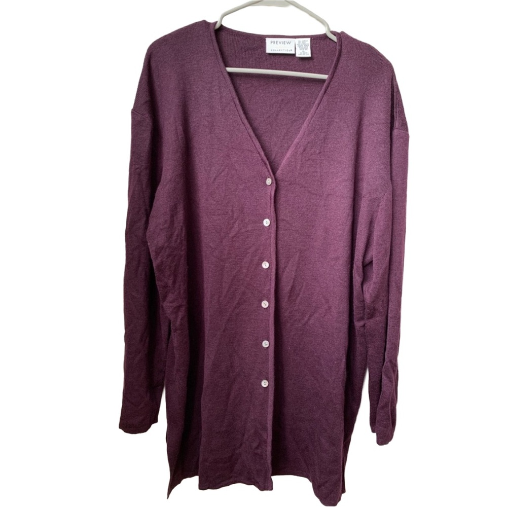 PREVIEW COLLECTION Women’s Purple Long Sleeve Button Front Cardigan Sweater